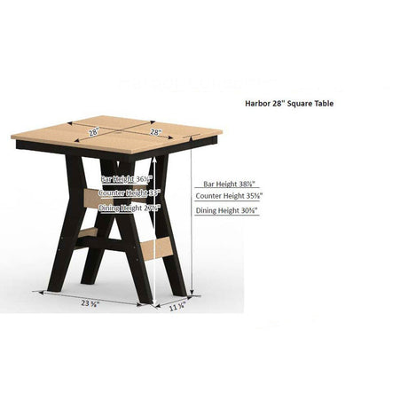 Berlin Gardens Harbor Counter Tables Standard Top 28" Square Counter Table - HST0028C 2
