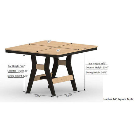 Berlin Gardens Harbor Dining Tables Hammered Top 44" Square Dining Table - HHFT0044D 2