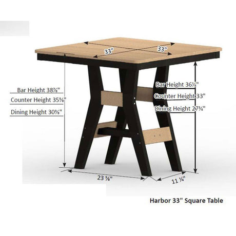 Berlin Gardens Harbor Dining Tables Standard Top 33" Square Dining Table - HST0033D 2