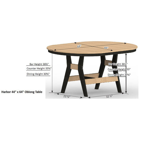 Berlin Gardens Harbor Dining Tables Standard Top 44" x 64" Oblong Dining Table - HOT4464D 2