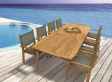 Captiva Casual Royal Teak Moss Sling Stackable Patio Dining Arm Chair - RLCAPM 1