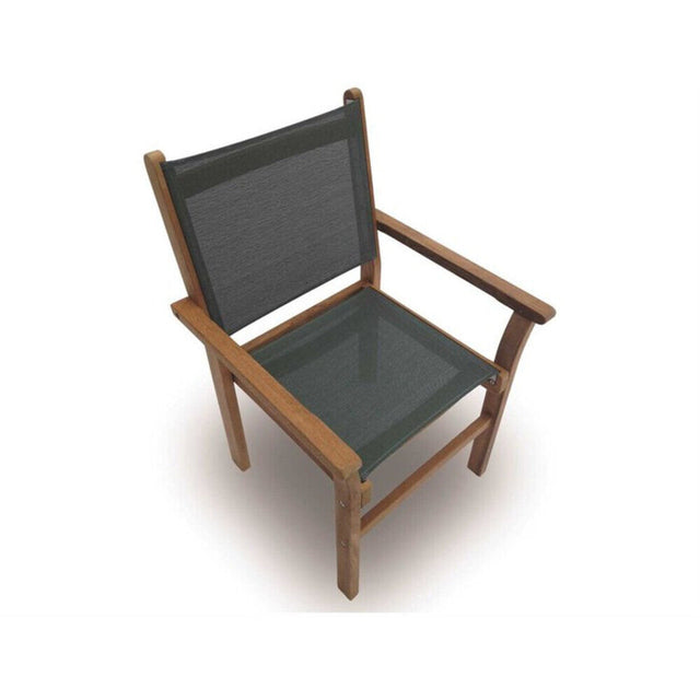 Captiva Casual Royal Teak Moss Sling Stackable Patio Dining Arm Chair - RLCAPM