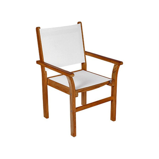 Captiva Casual Royal Teak Sling Stacking Chair-White - RLCAPW