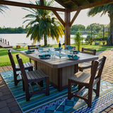 LuxCraft 7 Piece Luminary Fire Table & Side Chair Set 