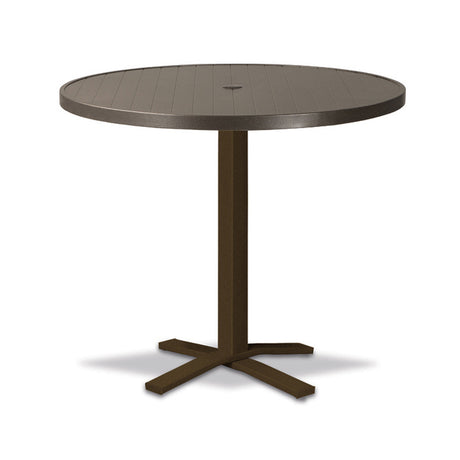 Telescope Balcony Height 36" Round Aluminum Slat Top Table w/ Pedestal - 3230-3X20BAS 