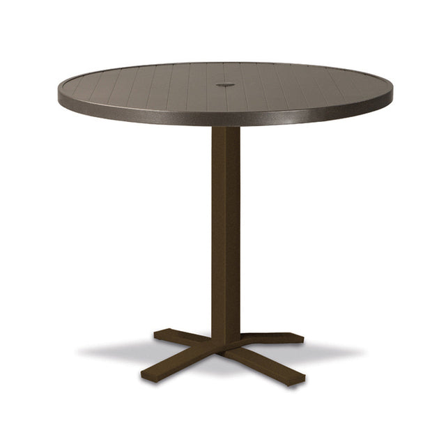 Telescope Balcony Height 36" Round Aluminum Slat Top Table w/ Pedestal - 3230-3X20BAS 