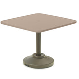 Telescope Dining Height 36' Square Aluminum Slat Top Table w/ 80lb Pedestal - 3180-2P20BAS 