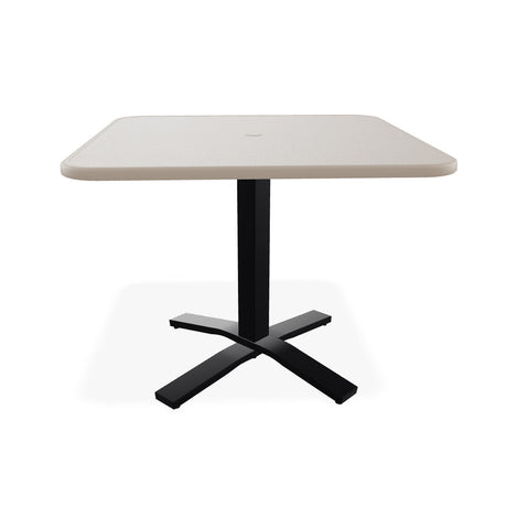 Telescope Dining Height 36" Square Aluminum Slat Top Table w/ Pedestal - 3180-2X20BAS 